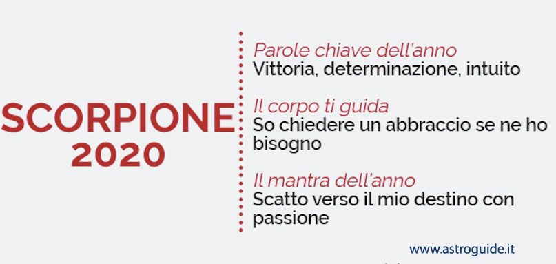 Oroscopo Scorpione 2020