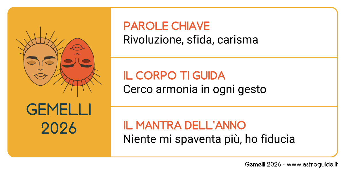 Gemelli Oroscopo 2026_Mantra, parole chiave